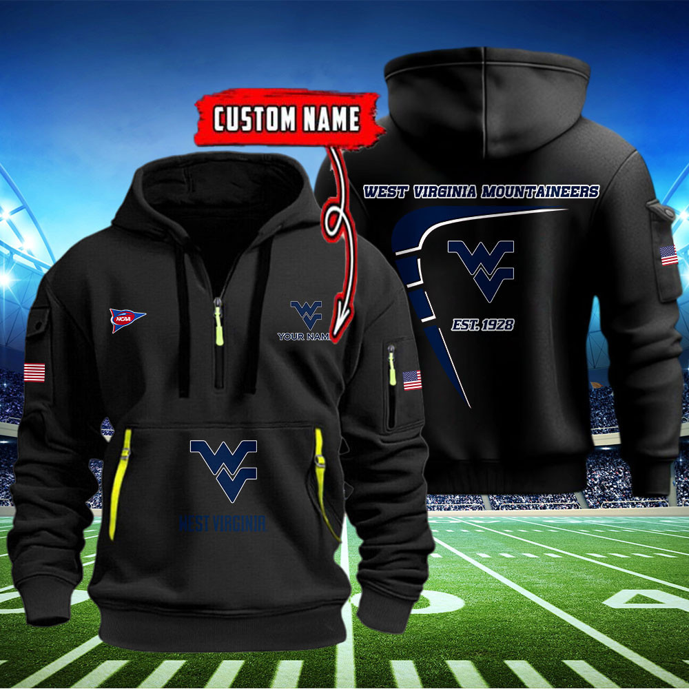 West Virginia Mountaineers Quarter Zip Hoodie Style Neasalamis