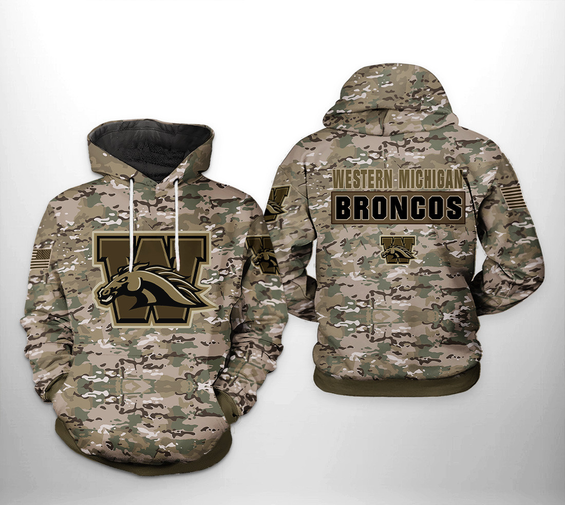 Western Michigan Broncos NCAA Camo Veteran Hoodie Neasalamis