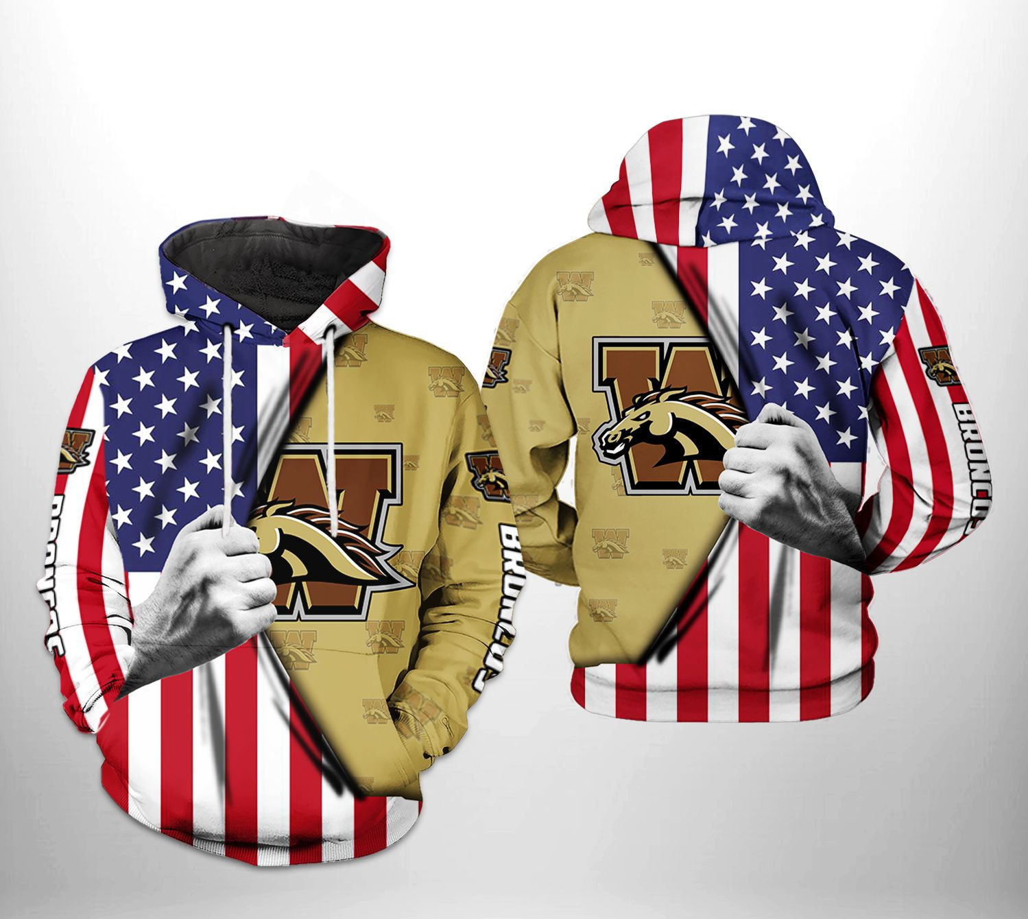 Western Michigan Broncos NCAA US Flag Hoodie Neasalamis