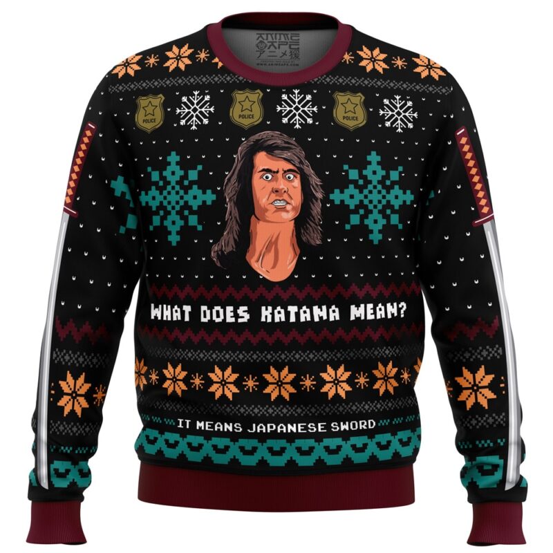 What does Katana mean? Samurai Cop Ugly Christmas Sweater Ceasalamis