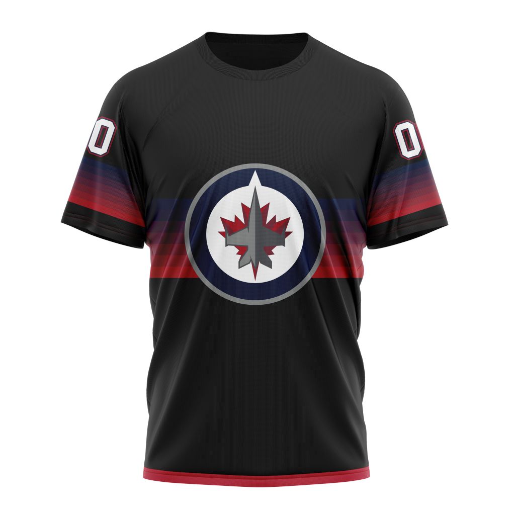 Winnipeg Jets Special Black And Gradient Design Personalized Name And Number T-Shirt Style Neasalamis.com