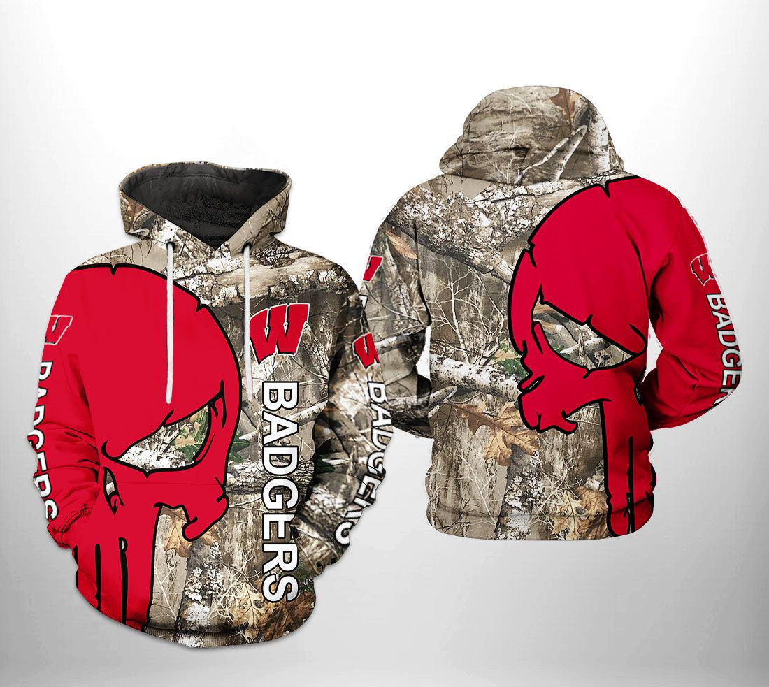 Wisconsin Badgers NCAA Camo Veteran Hunting Hoodie Neasalamis