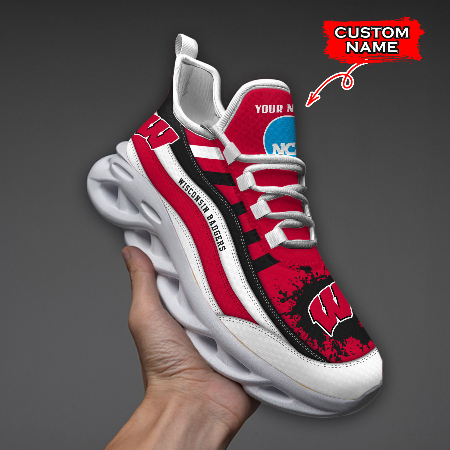Wisconsin Badgers NCAA Max Soul Shoes Sneakers For Men And Women neasalamis.com