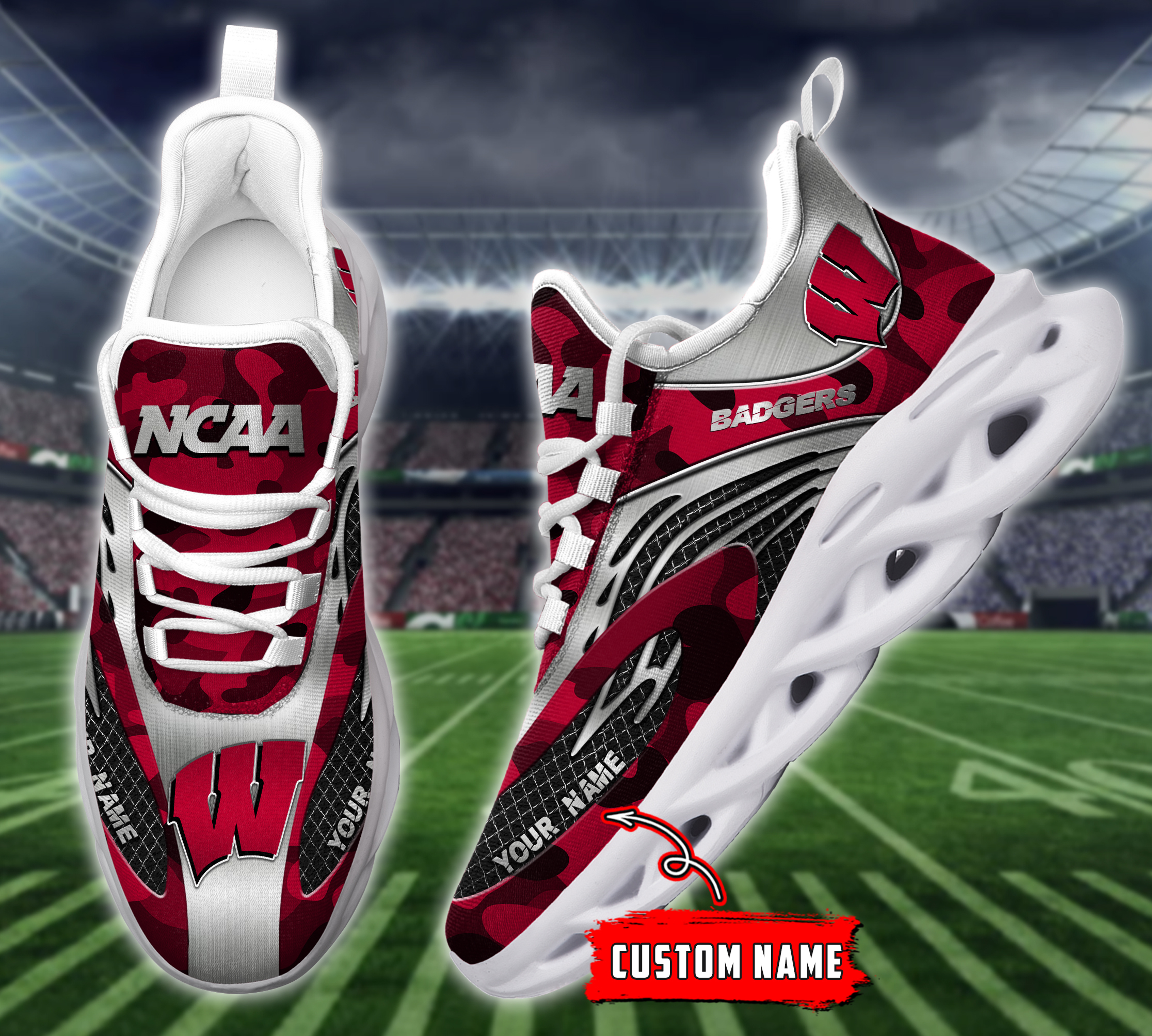 Wisconsin Badgers NCAA Max Soul Shoes Sneakers For Men And Women neasalamis.com