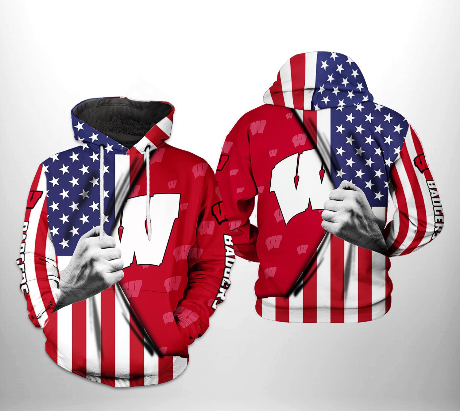 Wisconsin Badgers NCAA US Flag Hoodie Neasalamis
