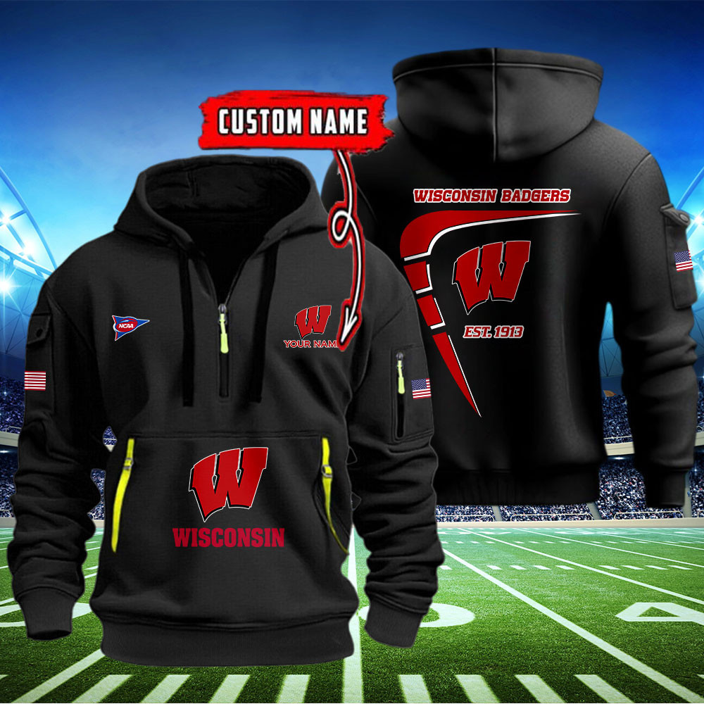 Wisconsin Badgers Quarter Zip Hoodie Style Neasalamis