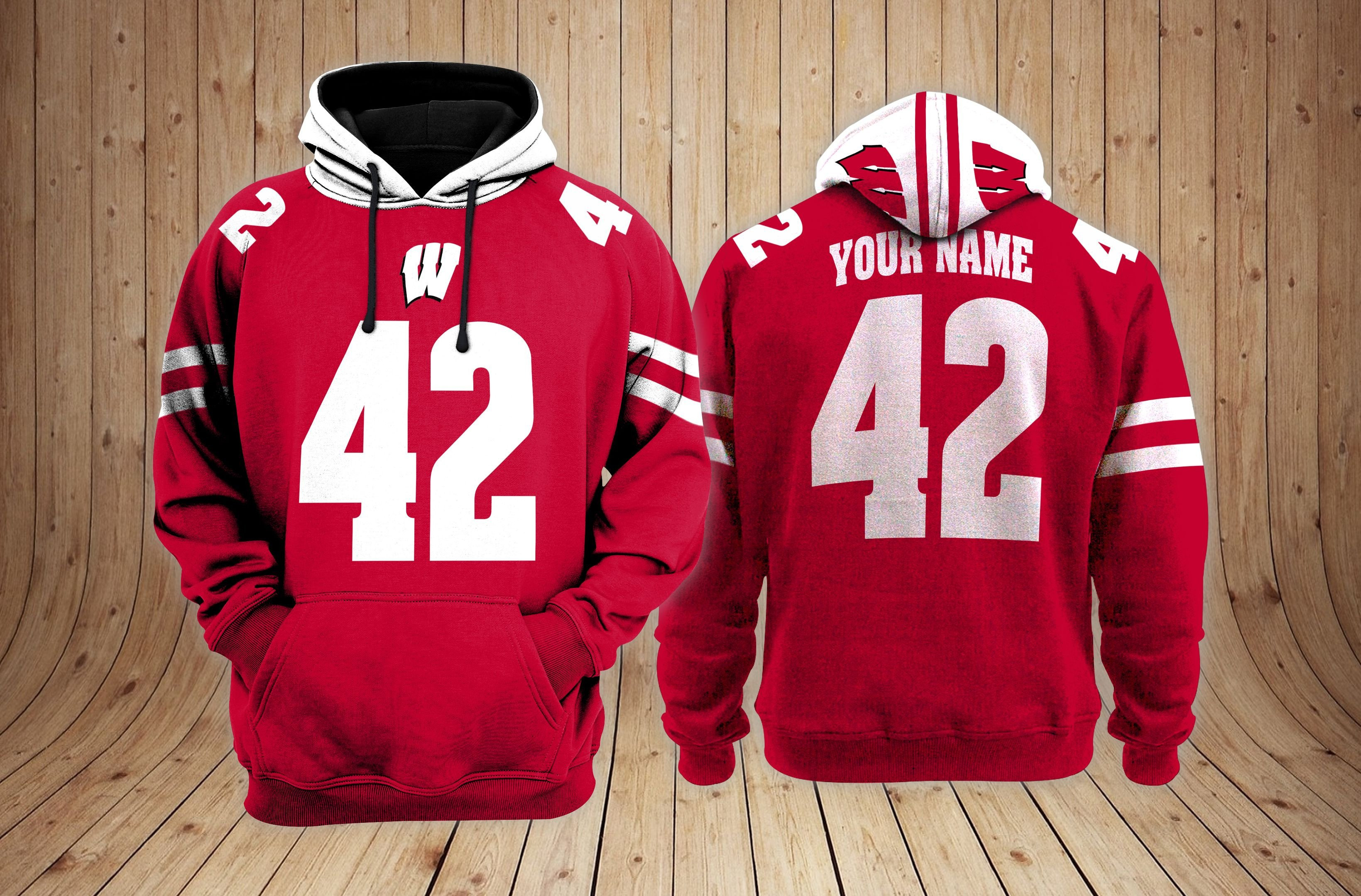 Wisconsin Badgers University Football Custom 3D printed Sweatshirt Hoodie Zipped Hoodie Neasalamis