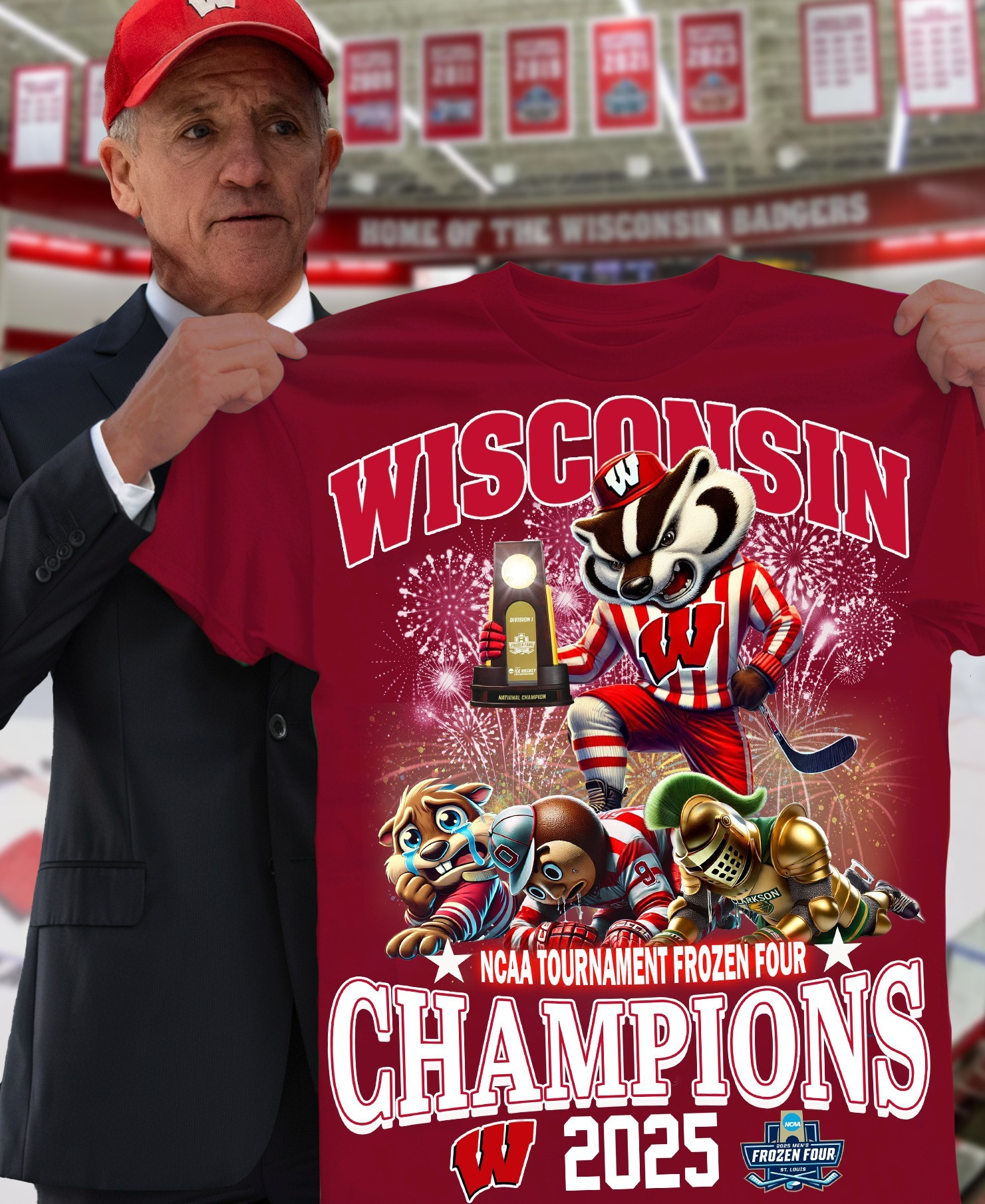 Wisconsin NNCC Tournament Frozen Four Champion 2025 Shirt Women's Hockey Fans Merch Neasalamis.com