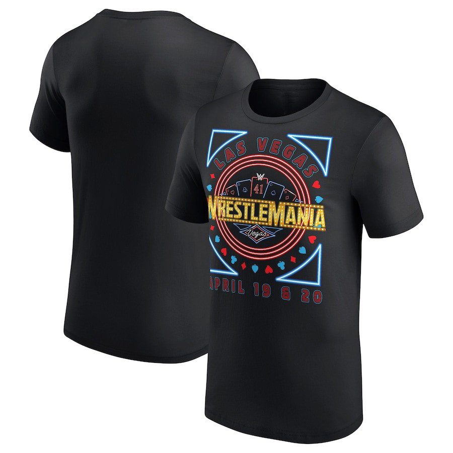 WrestleMania WWE 2025 Shirt Men's Black WrestleMania 41 Logo Box T-Shirt Neasalamis.com