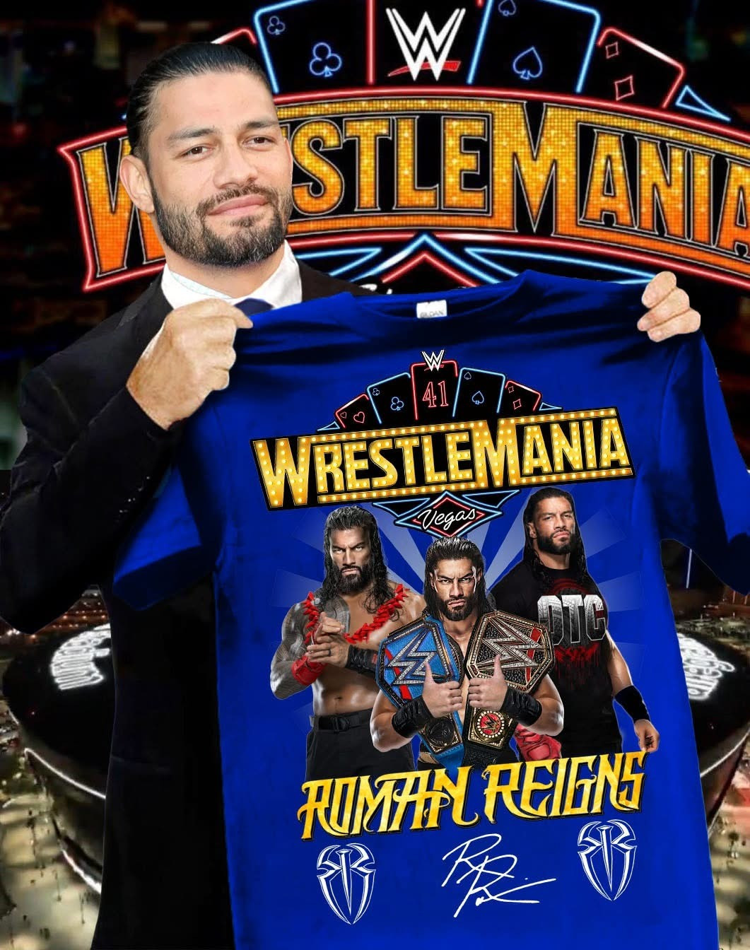 Wrestlemania Roman Reigns T-Shirt Neasalamis.com