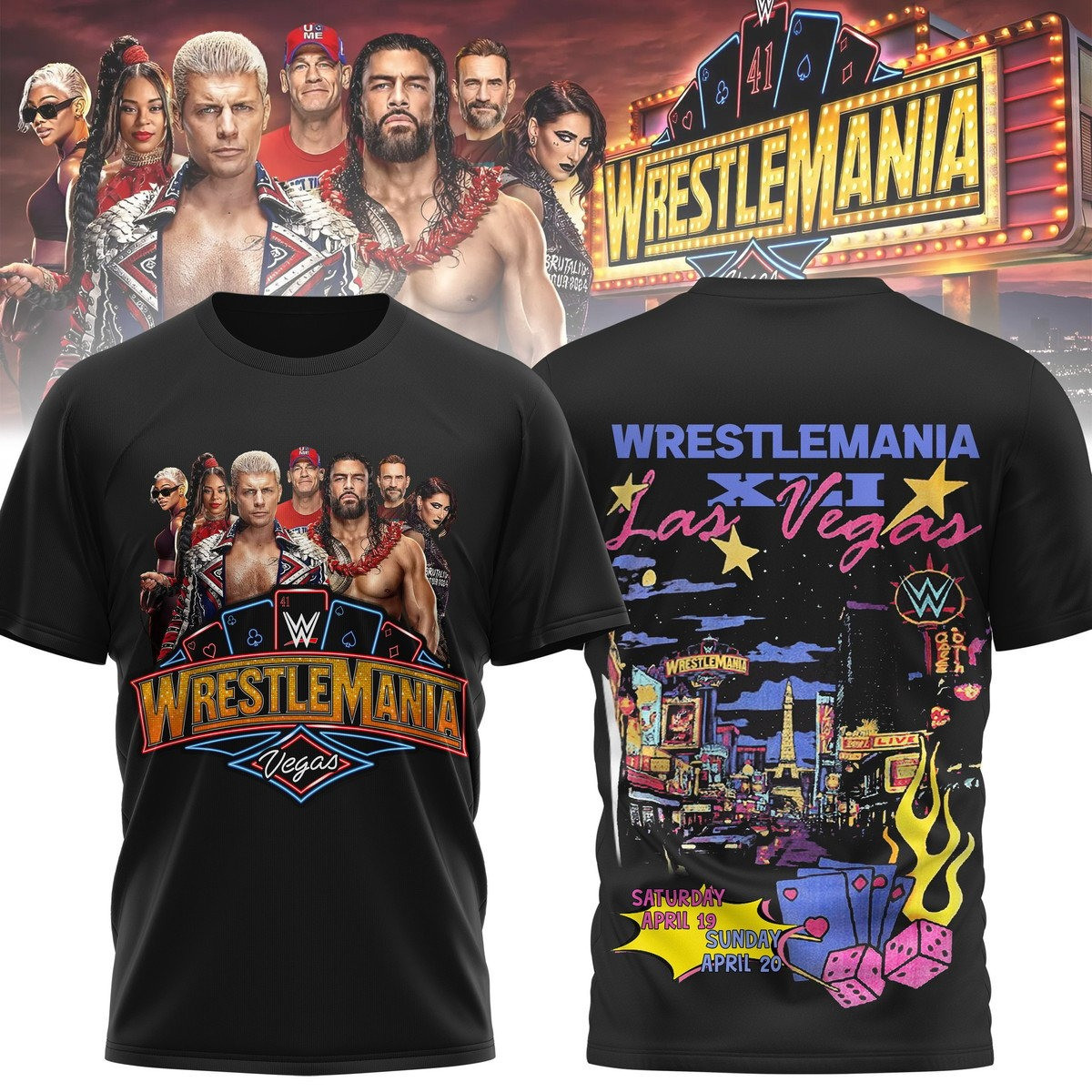 Wrestlemania XII Vegas WWE 3D T-Shirt Gift Ideas For Dad Neasalamis.com