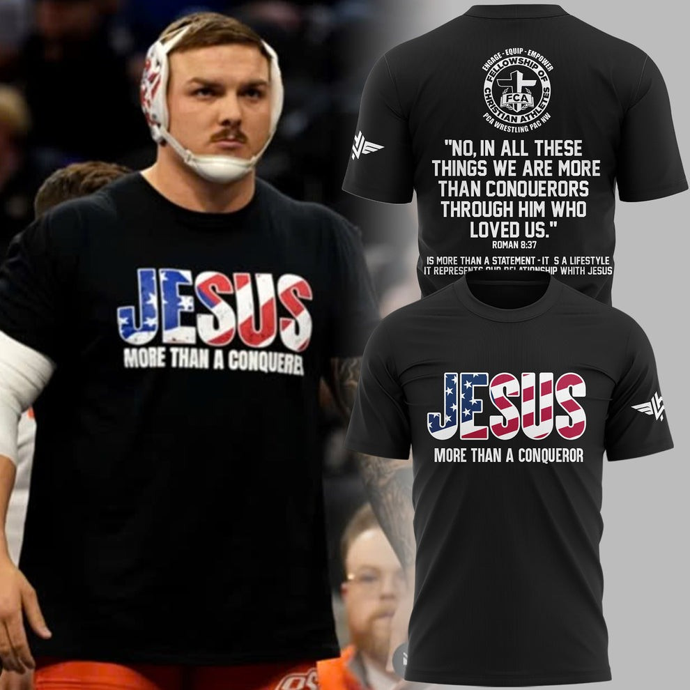Wyatt Hendrickson Jesus Shirt More Than A Conqueror T-Shirt Cowboy Wrestling Neasalamis.com