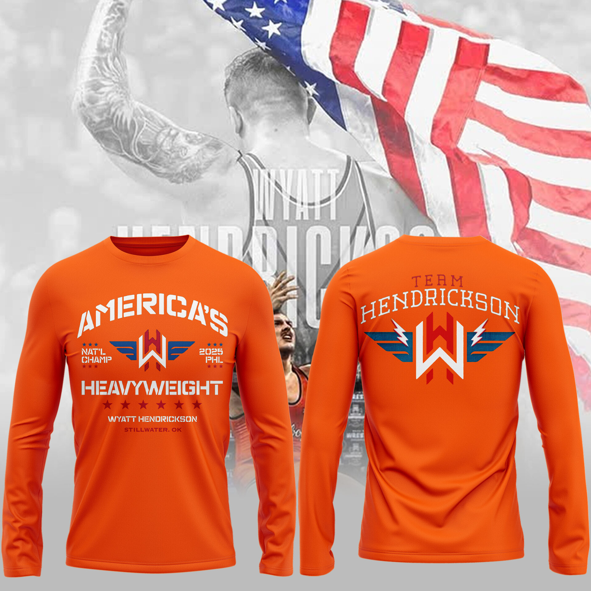 Wyatt Hendrickson New Long Sleeve T-Shirtenior Wrestling Player Gifts Neasalamis.com