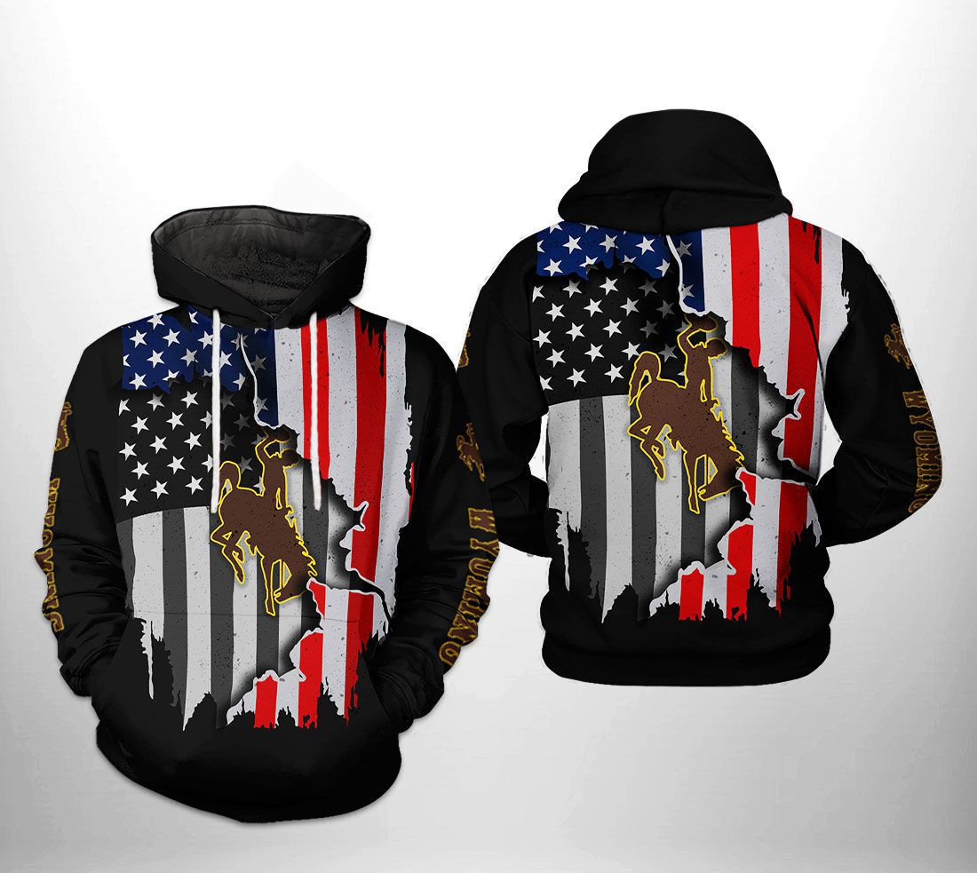 Wyoming Cowboys NCAA US Flag Hoodie Neasalamis