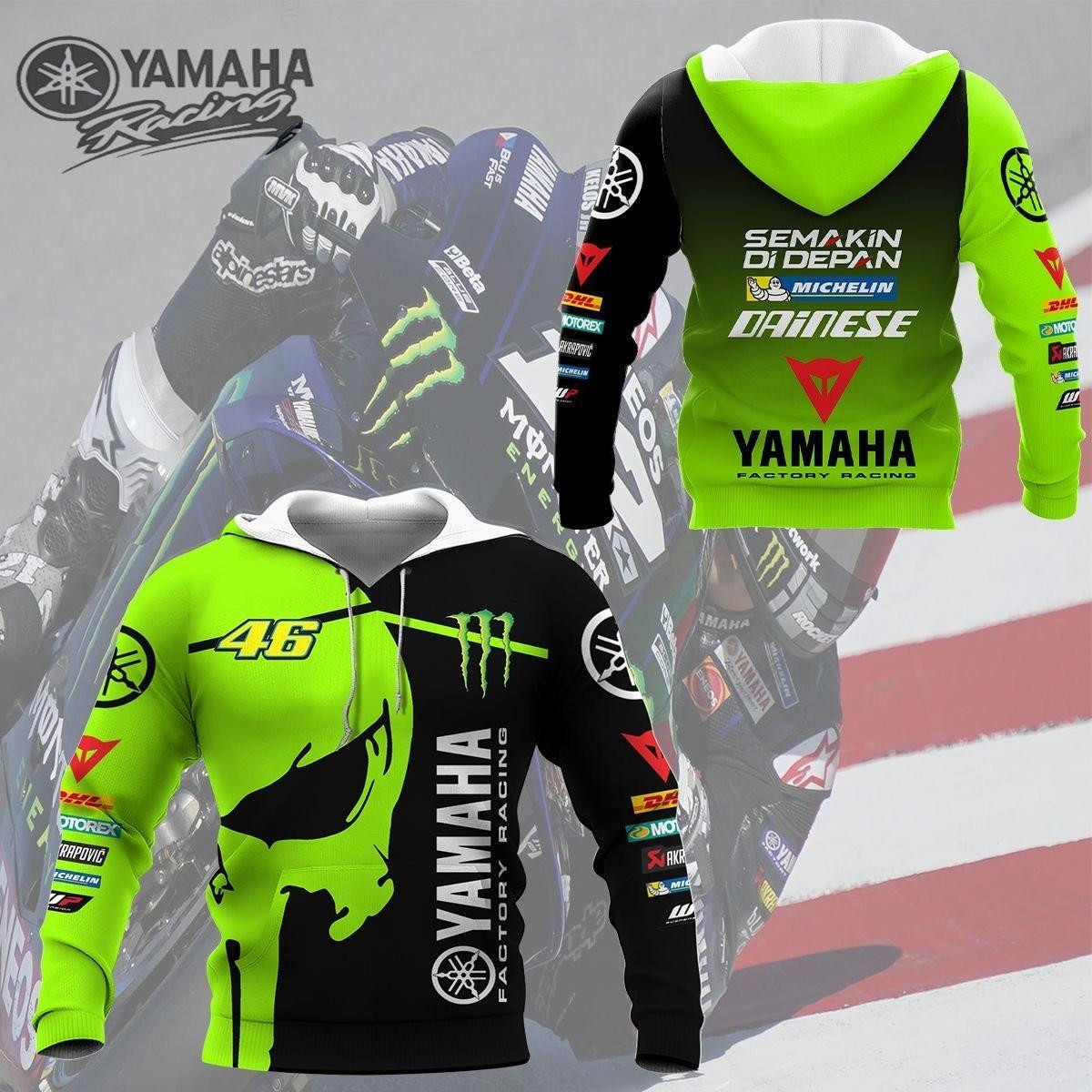 Yamaha Factory Racing Skull Valentino Rossi Vr46all Over Print Hoodie Zip Hoodie Neasalamis