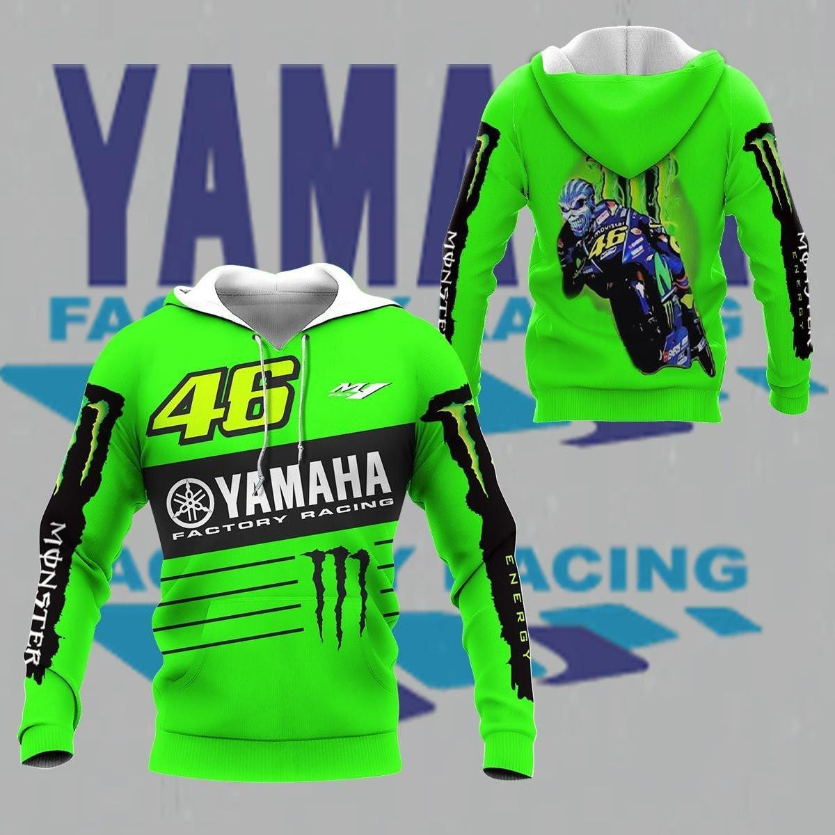 Yamaha Factory Racing Team Skull Vr46 All Over Print Hoodie Zip Hoodie Neasalamis