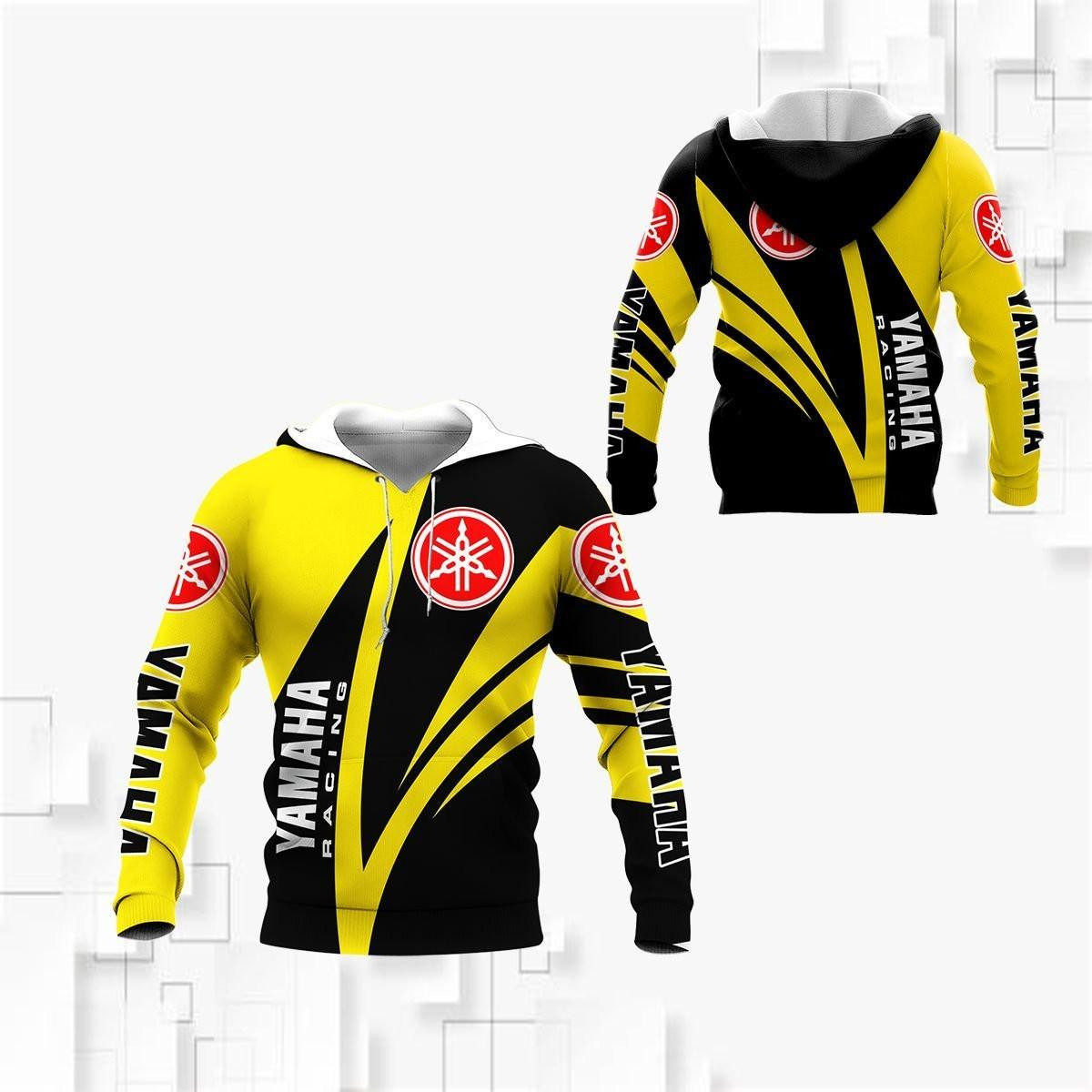 Yamaha Racing Team Black And Yellow All Over Print Hoodie Zip Hoodie Neasalamis