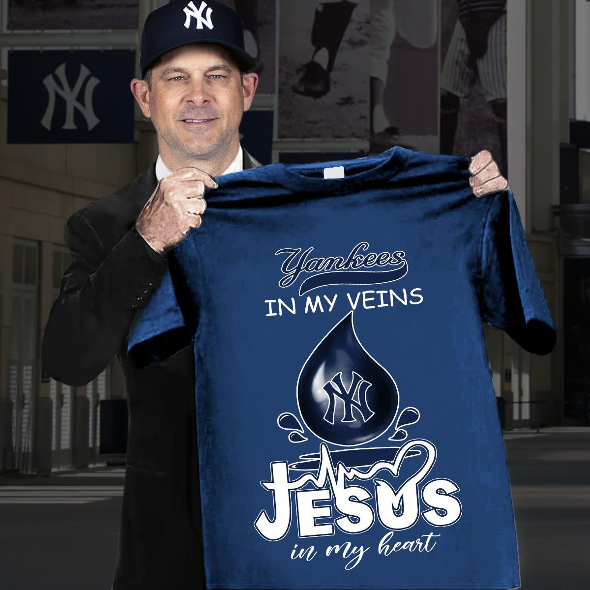 Yankees In My Veins Jesus In My Heart T-Shirt Him Her Neasalamis.com