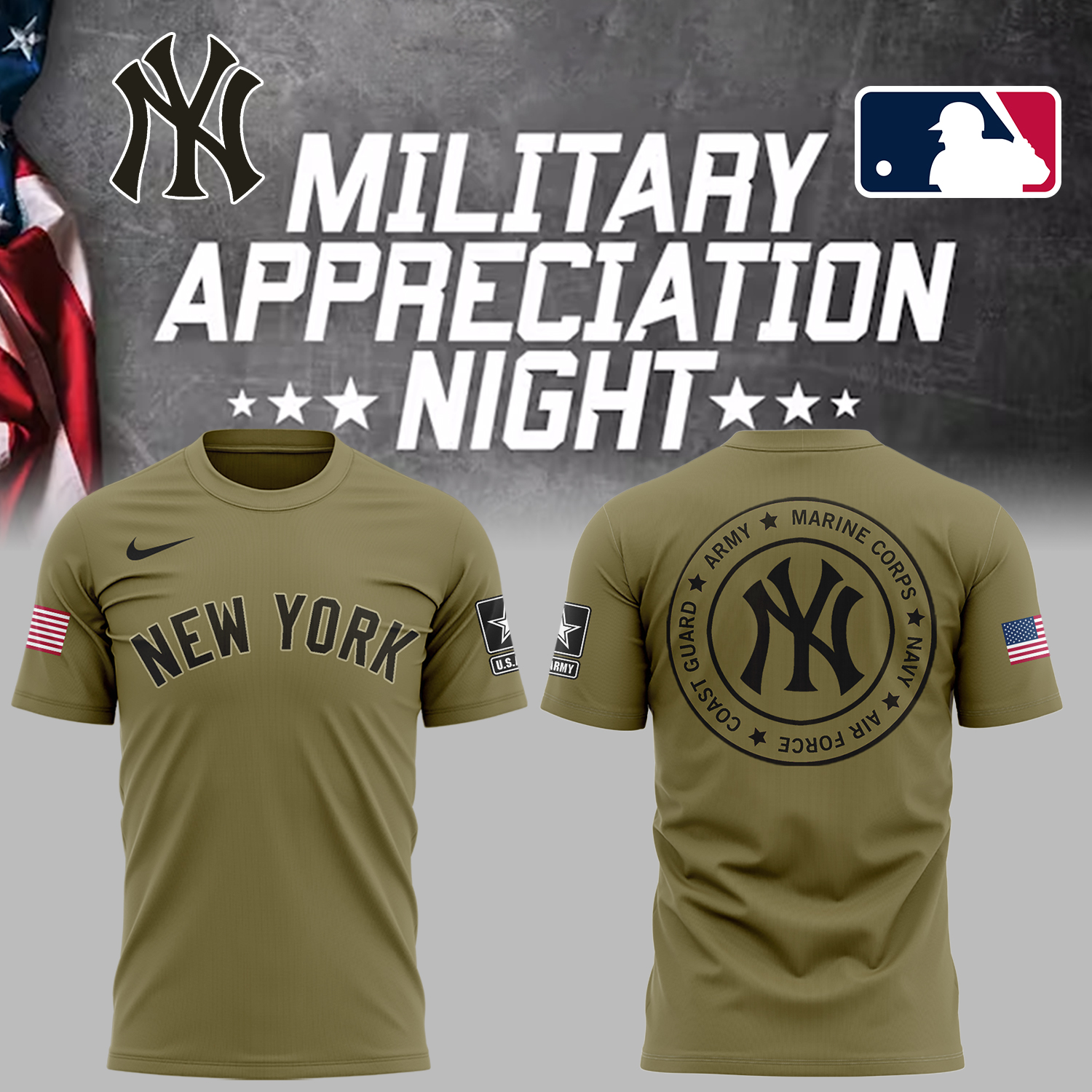Yankees x Military Appreciation Night 2025 T-Shirt Baseball Coach Gift Ideas Neasalamis.com