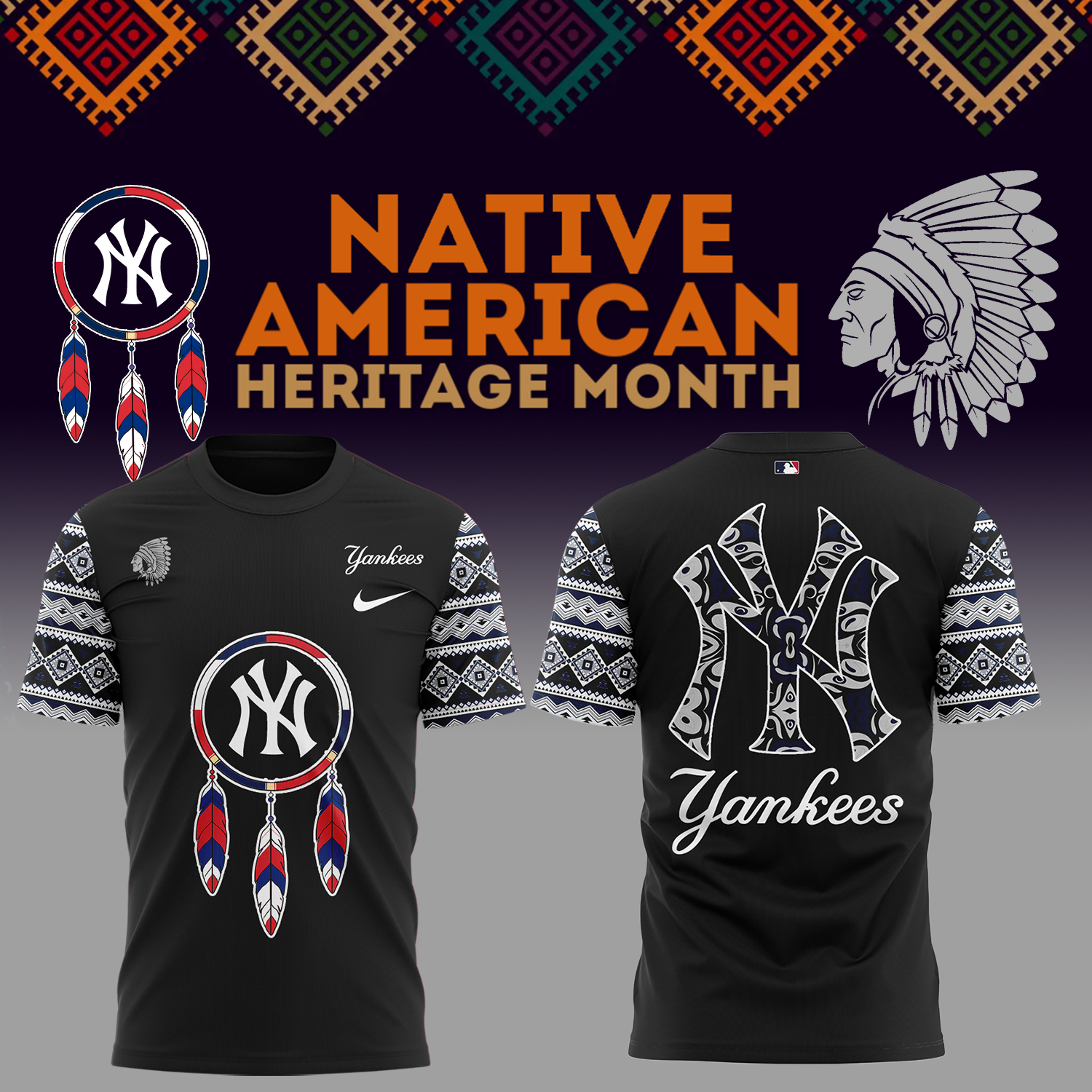 Yankees x Native American Heritage 2025 T-Shirt Baseball Mom Gifts Neasalamis.com