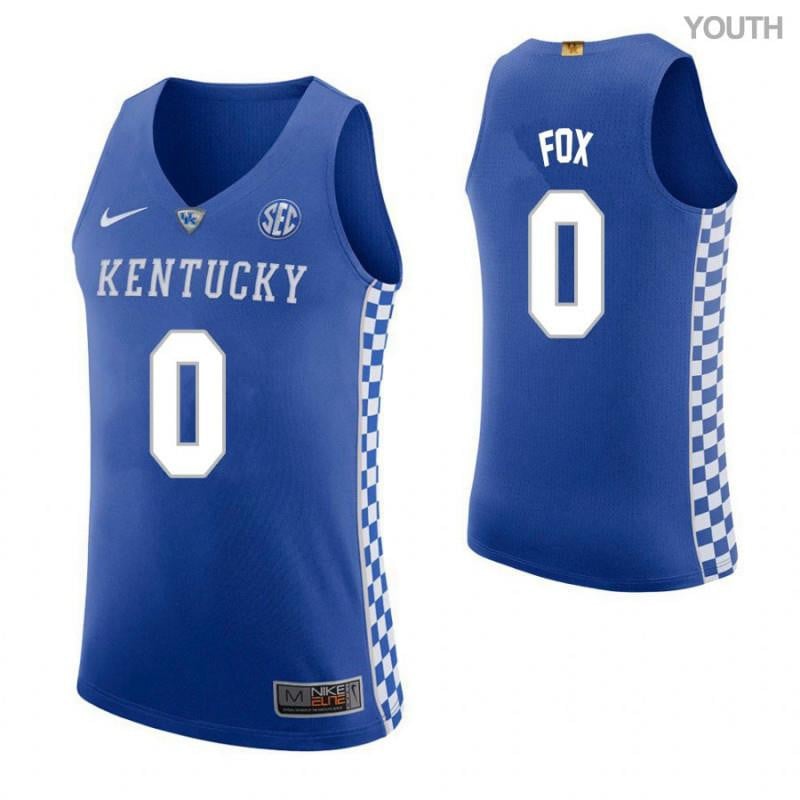 Youth 0 DeAaron Fox Home Blue Elite Kentucky Wildcats Basketball Jersey Neasalamis