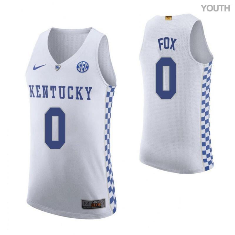 Youth 0 DeAaron Fox Road White Elite Kentucky Wildcats Basketball Jersey Neasalamis