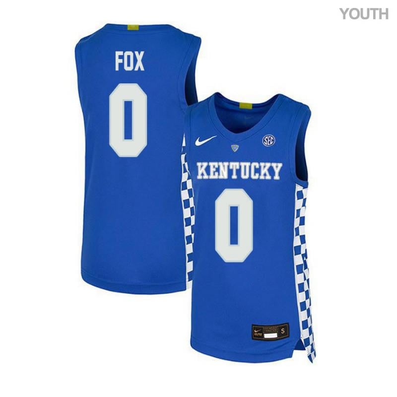 Youth 0 DeAaron Fox Royal Blue Elite Kentucky Wildcats Basketball Jersey Neasalamis