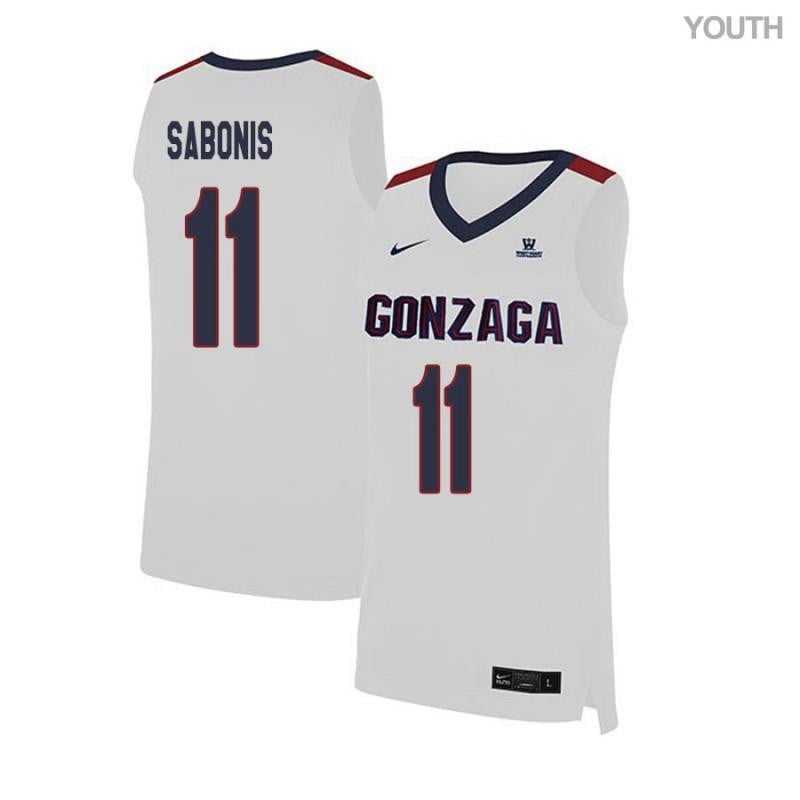 Youth 11 Domantas Sabonis White Elite Gonzaga Bulldogs Basketball Jersey Neasalamis