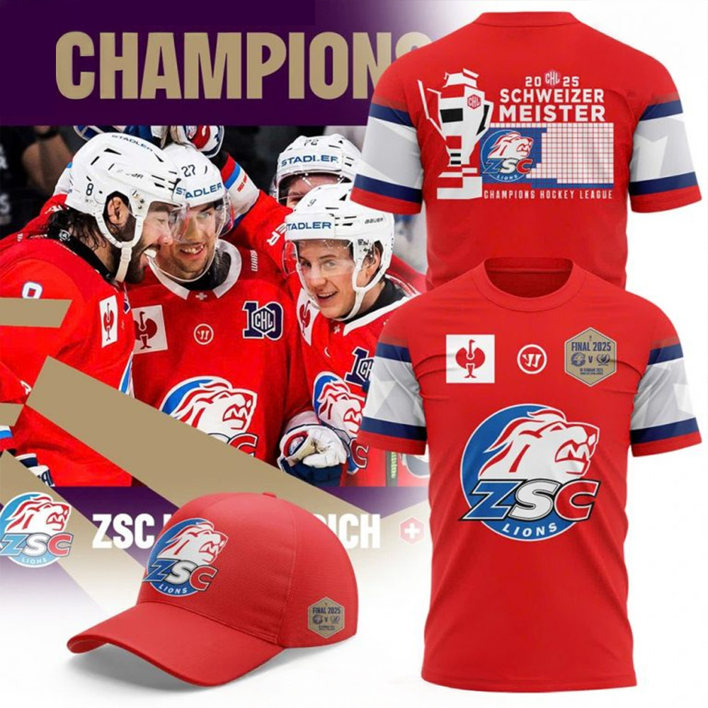 ZSC Lions Schweizer Meister 2025 CHL Champions T-Shirt Cool Gifts For Hockey Fans Neasalamis.com