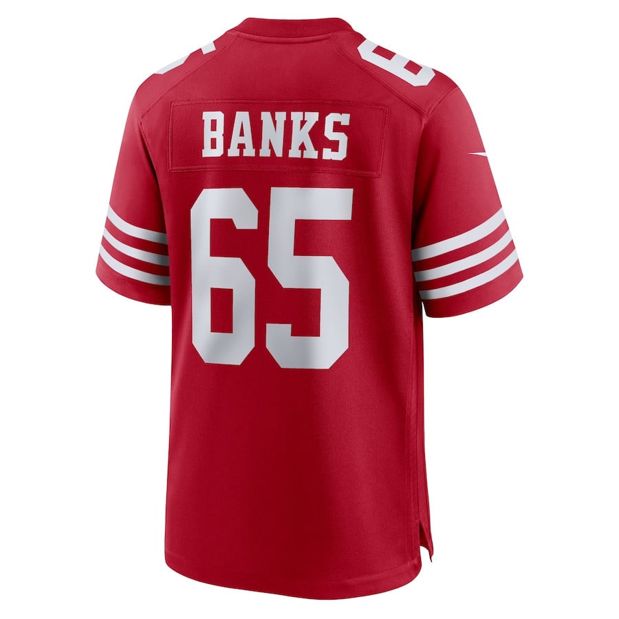 Aaron Banks 65 San Francisco 49ers Game Men Jersey - Scarlet JS1137 Neasalamis - Image 3