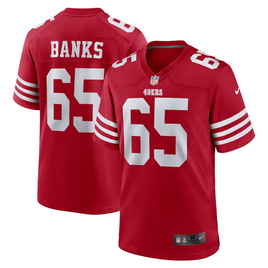 Aaron Banks 65 San Francisco 49ers Game Men Jersey - Scarlet JS1137