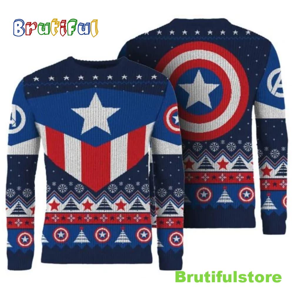 Captain America Red White And Blue Christmas Sweater Neasalamis