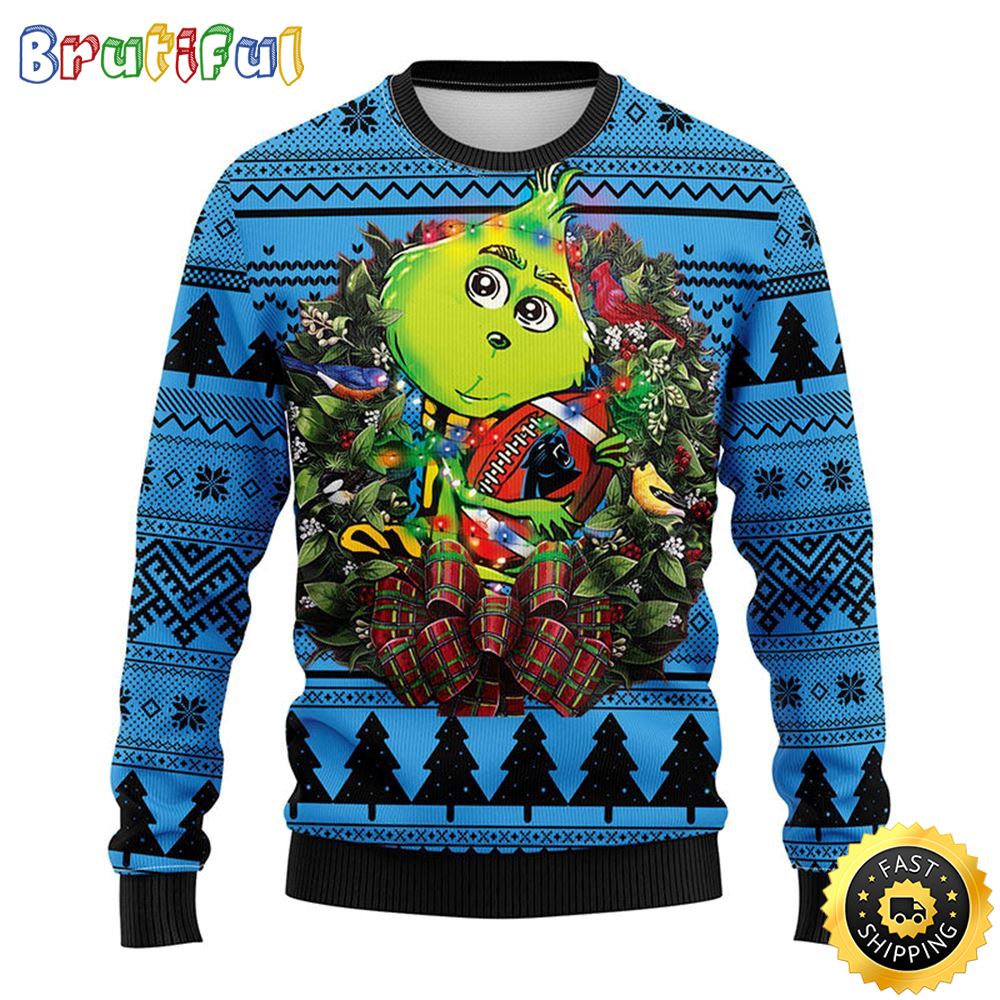 Carolina Panthers Christmas Ugly Sweater Grinch Hug Xmas Day Show Your Team Spirit Neasalamis