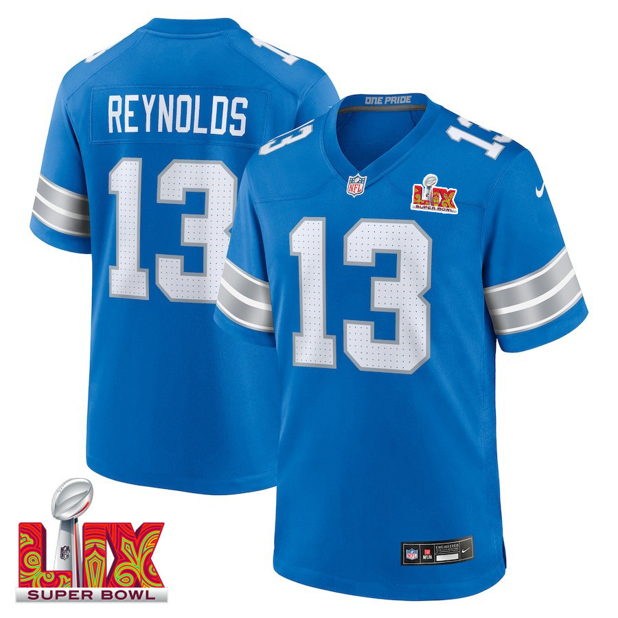 Craig Reynolds #13 Detroit Lions Super Bowl LIX Jersey - Men's - Blue JS4412
