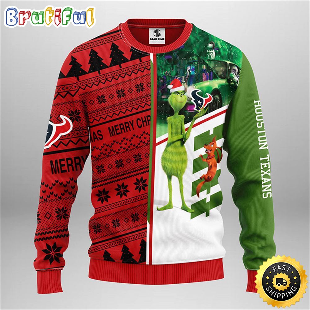 Houston Texans Christmas Ugly Sweater Grinch And Scooby Doo Show Your Team Spirit Neasalamis