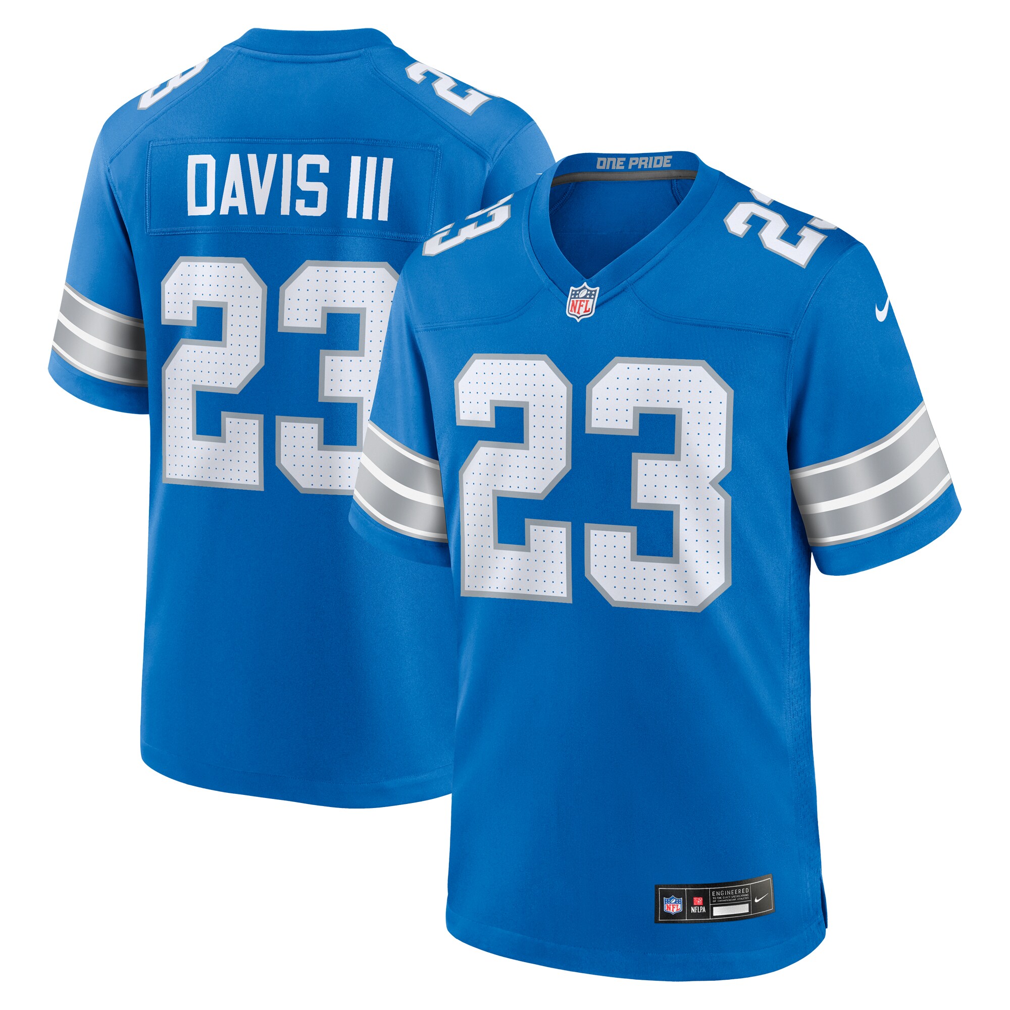 Men's Detroit Lions Carlton Davis III Blue Game Jersey JS3461