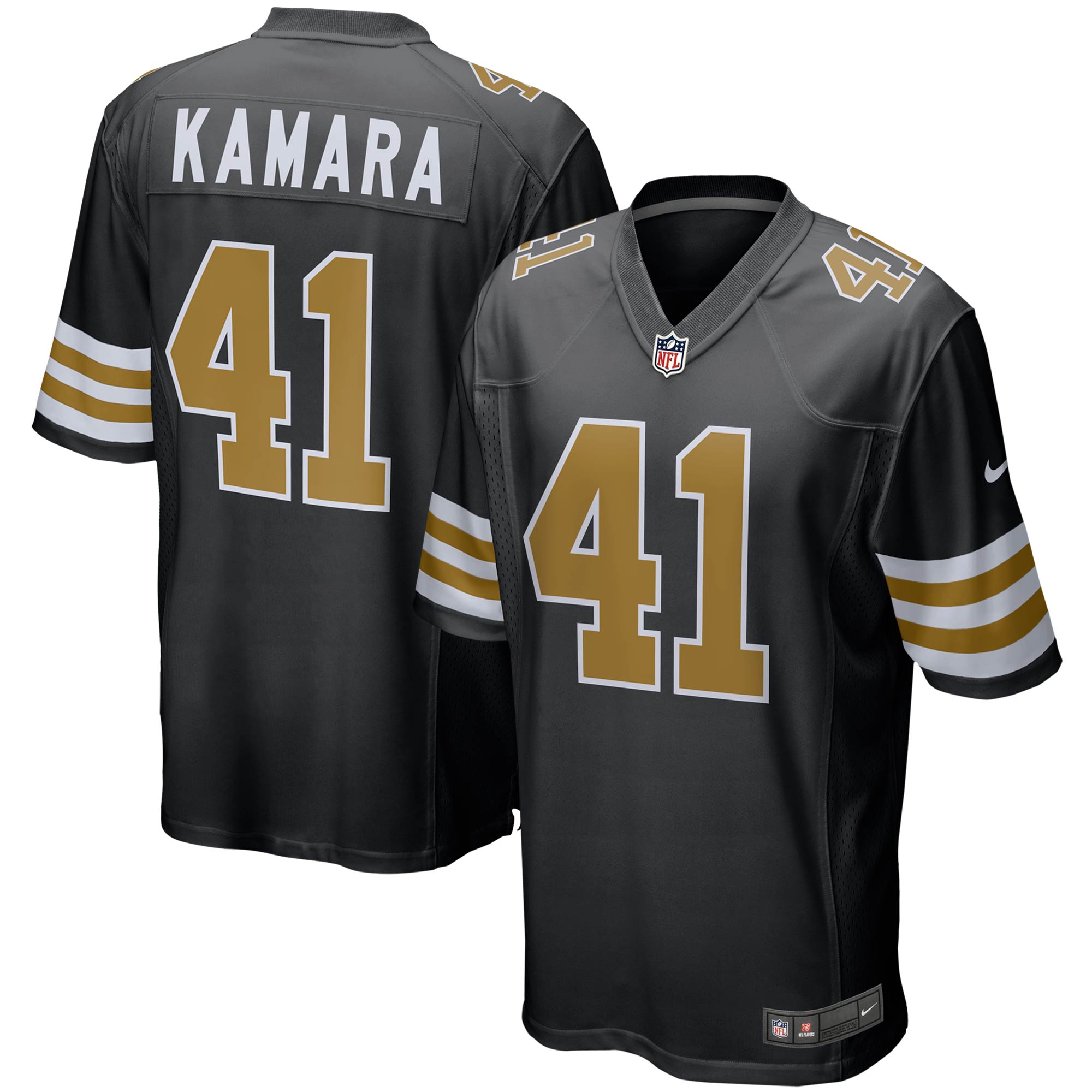 Men's New Orleans Saints Alvin Kamara Black Alternate Game Jersey JS4501