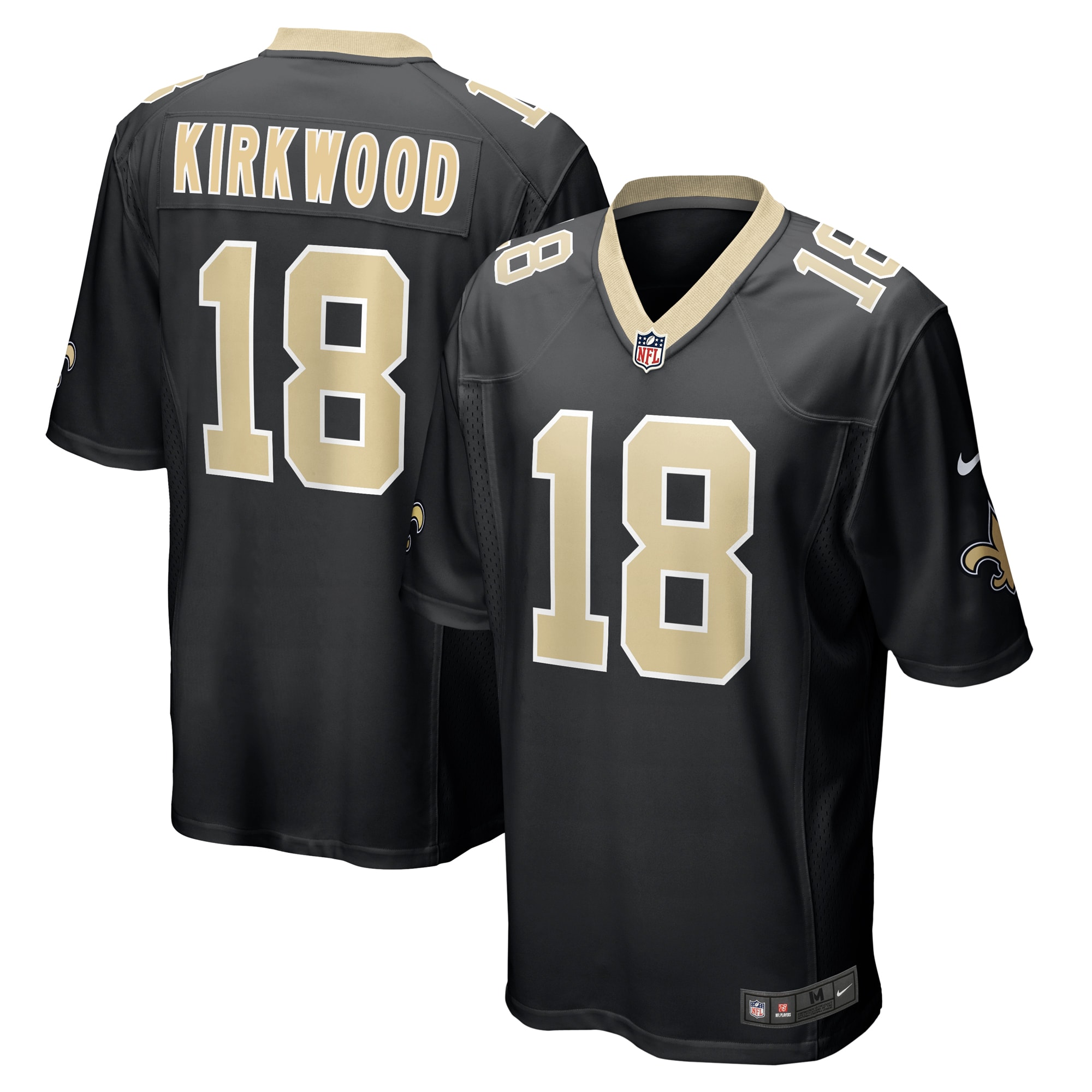 Men's New Orleans Saints Keith Kirkwood Black Team Game Jersey JS4367