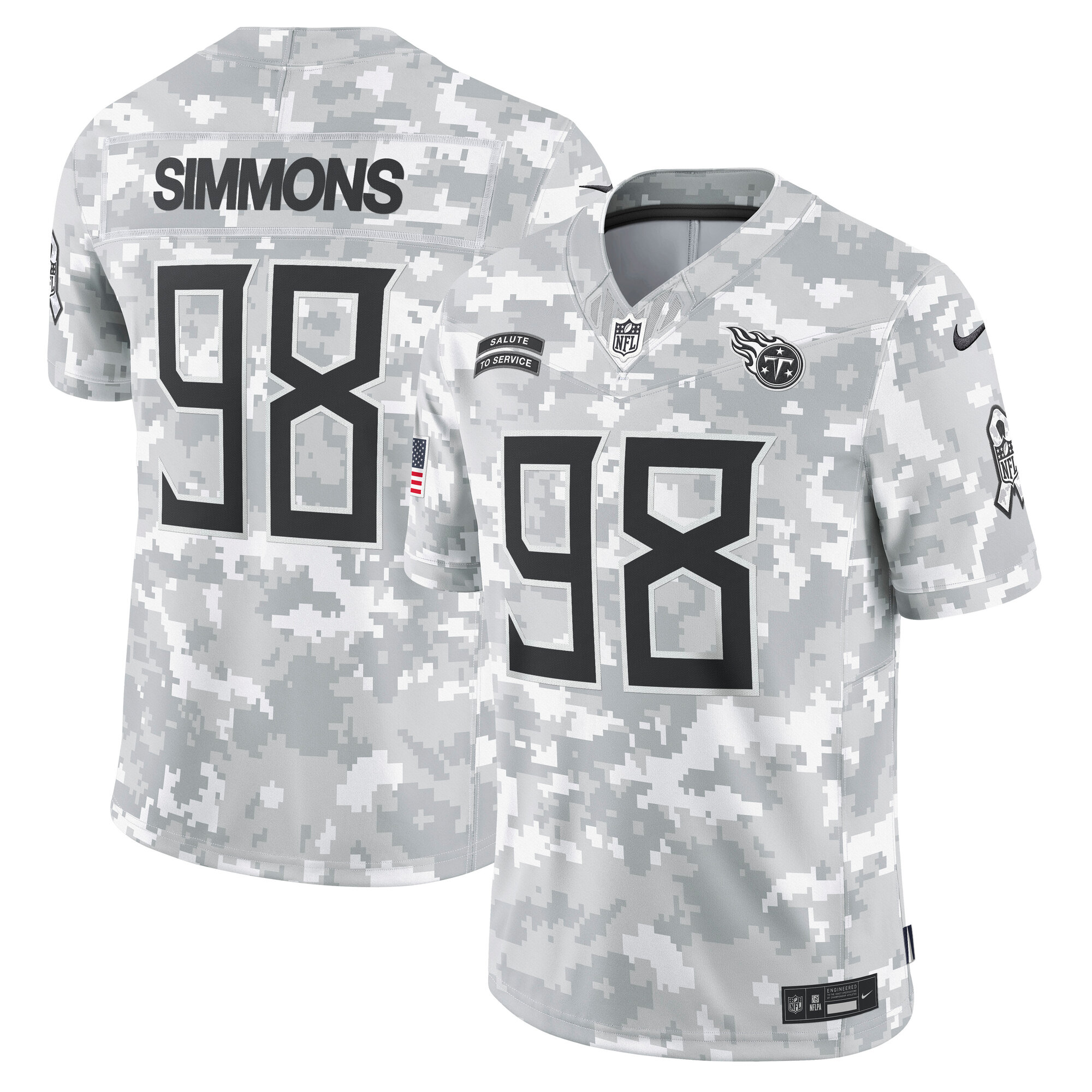 Men's Tennessee Titans Jeffery Simmons Arctic Camo 2024 Salute to Service Limited Jersey JS2744
