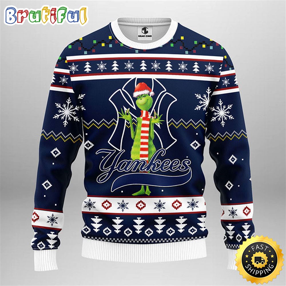 Mlb New York Yankees Christmas Ugly Sweater Print Funny Grinch Gift For Baseball Fans Neasalamis