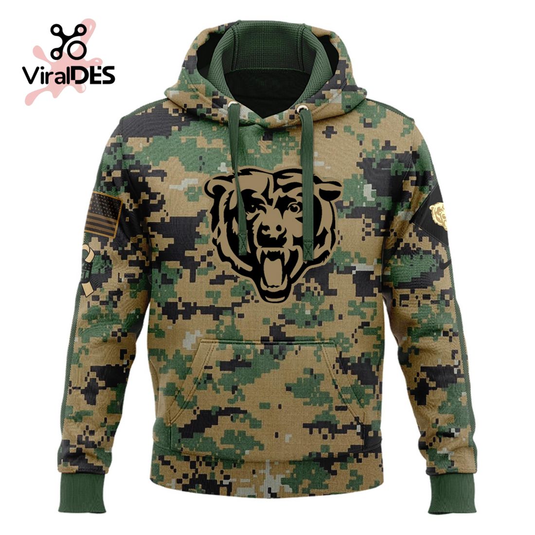 NFL Chicago Bears Army Camo Sport Hoodie Sweatpant Tracksuit (Non Cap) Neasalamis - Image 2