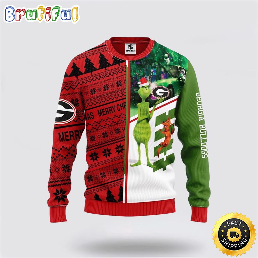 Ncaa Georgia Bulldogs Christmas Ugly Sweater Grinch And Scooby Doo Gift For Football Fans Neasalamis
