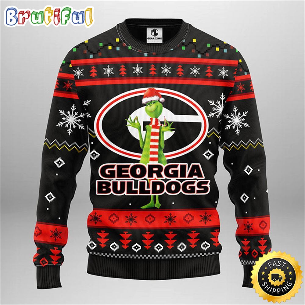 Ncaa Georgia Bulldogs Christmas Ugly Sweater Print Funny Grinch Gift For Football Fans Neasalamis