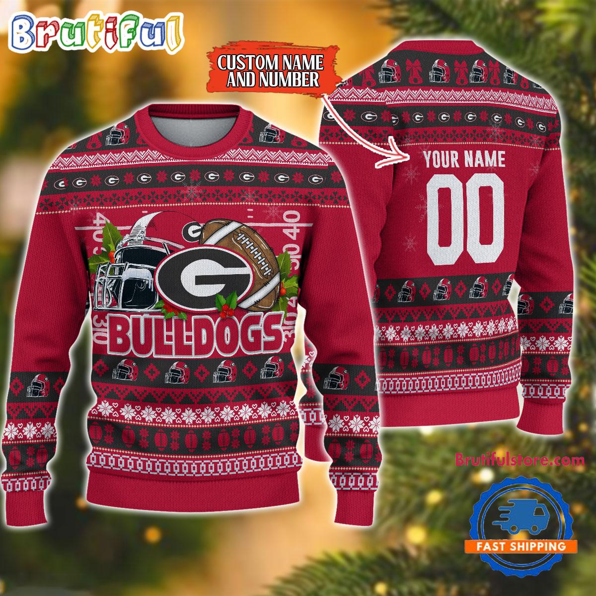 Ncaa Georgia Bulldogs Logo Team Football Custom Christmas Ugly Sweater Neasalamis