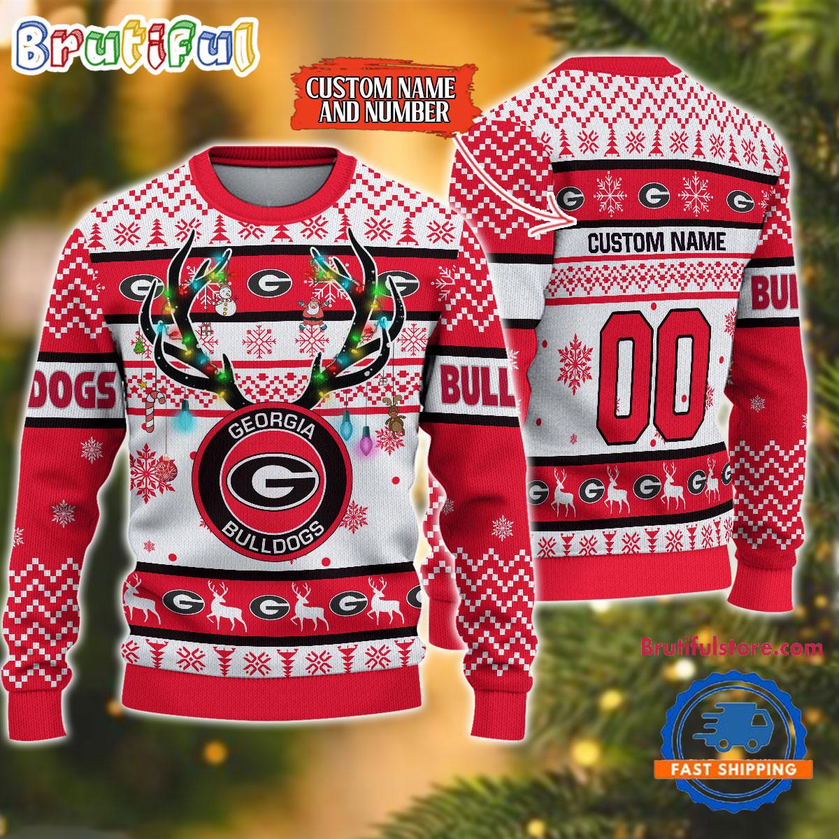 Ncaa Georgia Bulldogs Special Reindeer Light Ugly Christmas Sweater Neasalamis