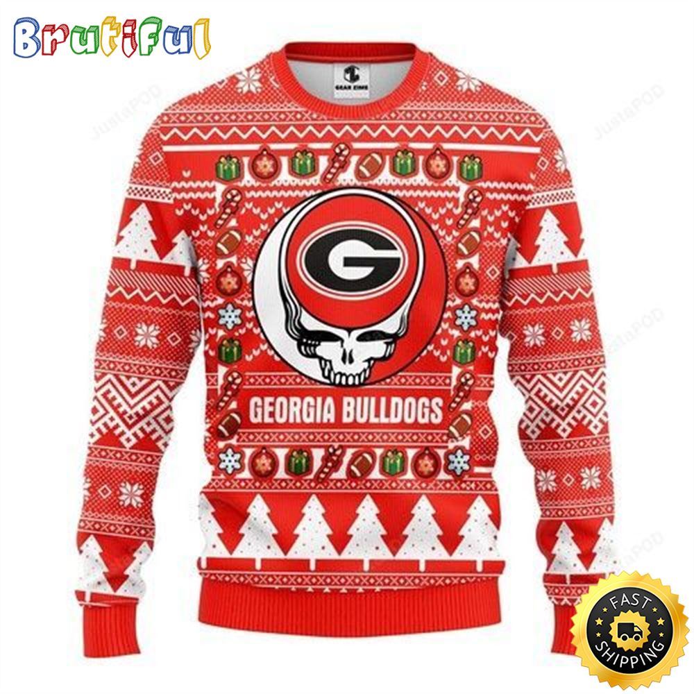 Ncaa Georgia Bulldogs Ugly Christmas Sweater The Intelligence Of The Skull Unisex Sweater Neasalamis