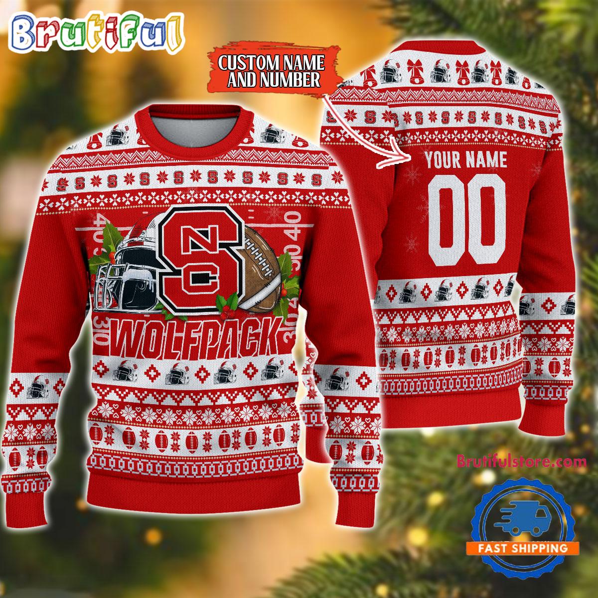 Ncaa Nc State Wolfpack Logo Team Football Custom Christmas Ugly Sweater Neasalamis