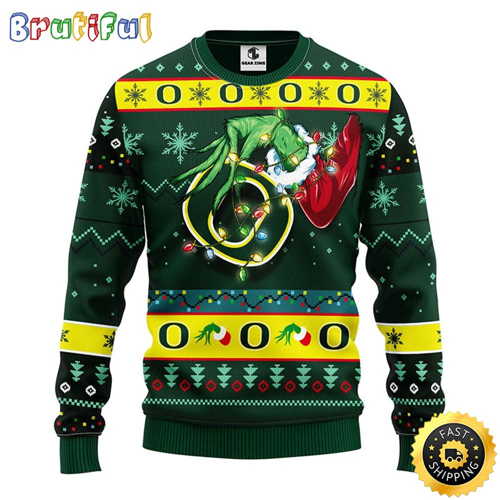 Ncaa Oregon Ducks Christmas Ugly Sweater Grinch Gift For Football Fans Neasalamis