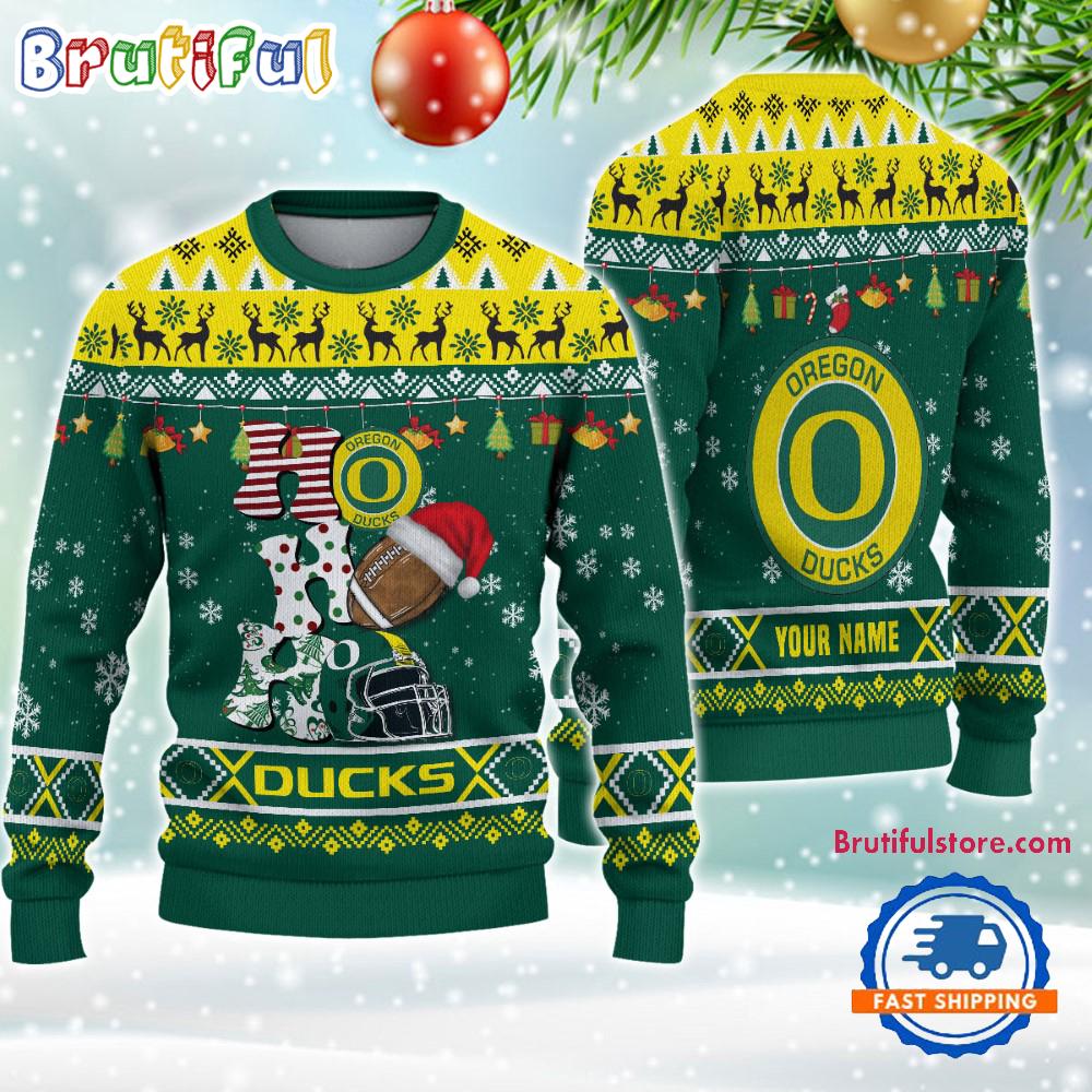 Ncaa Oregon Ducks Football Ho Ho Ho Ugly Christmas Sweater Neasalamis