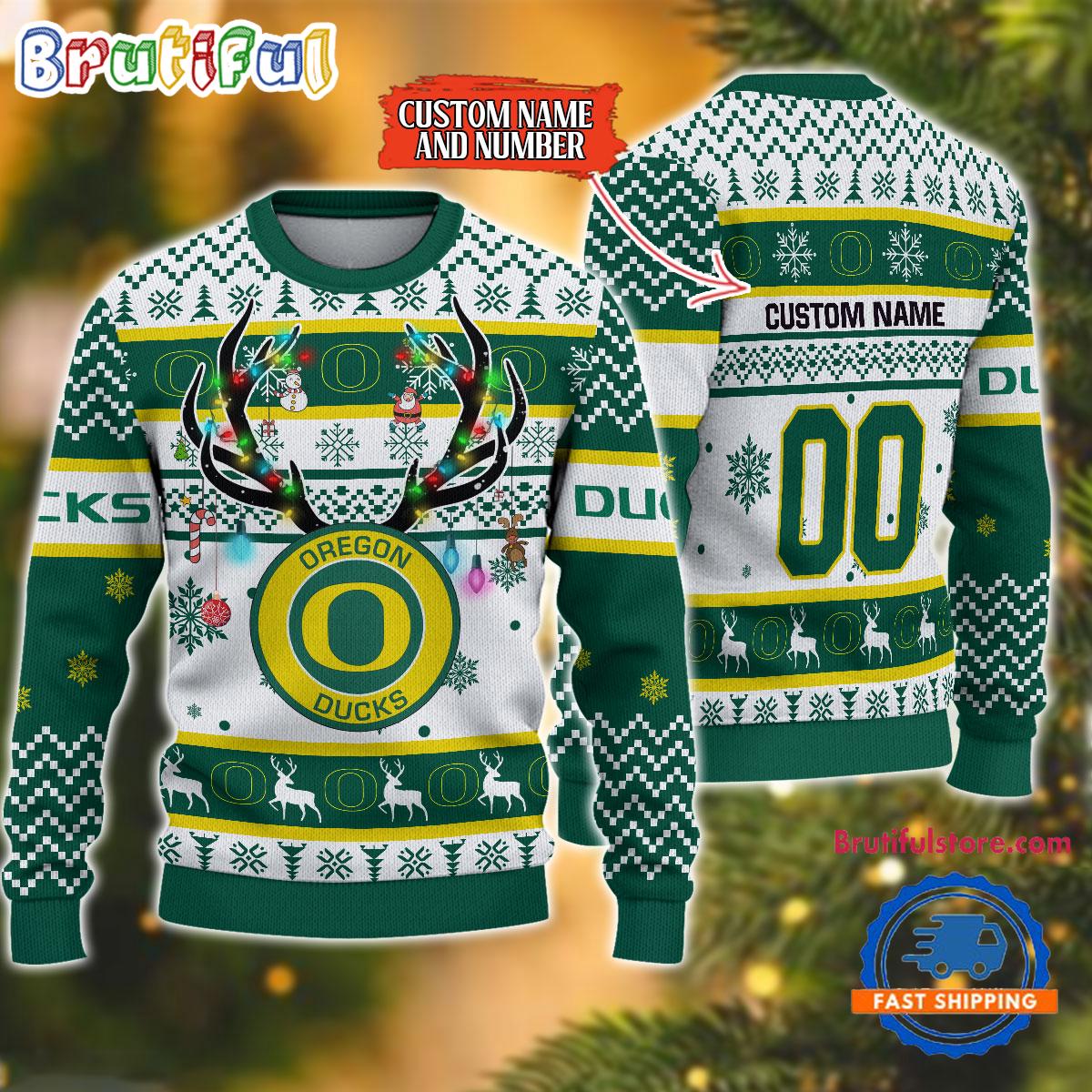 Ncaa Oregon Ducks Special Reindeer Light Ugly Christmas Sweater Neasalamis